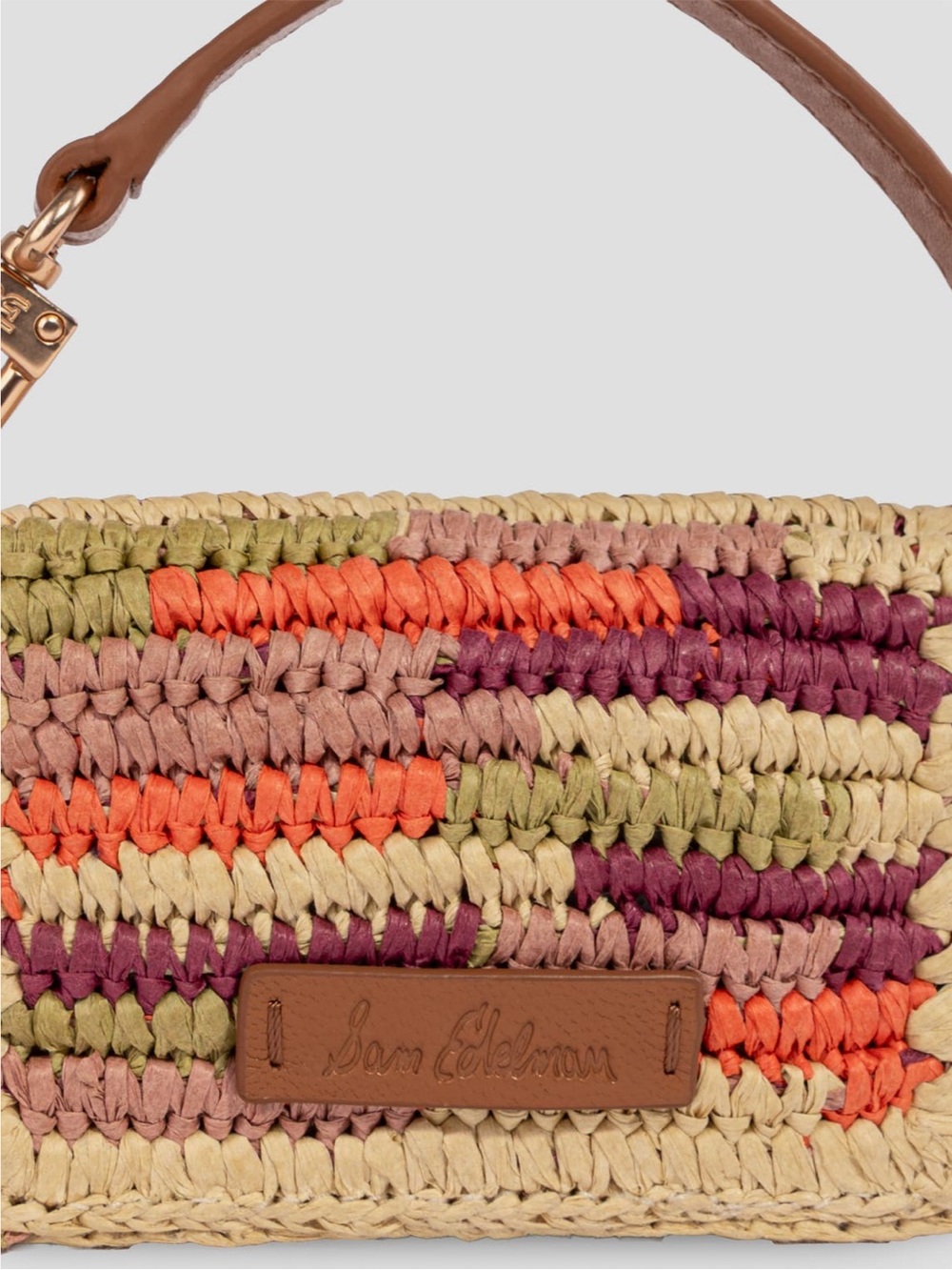NEW Sam Edelman Mini Raffia and Leather Wallet- Terracotta - Picture 4 of 12